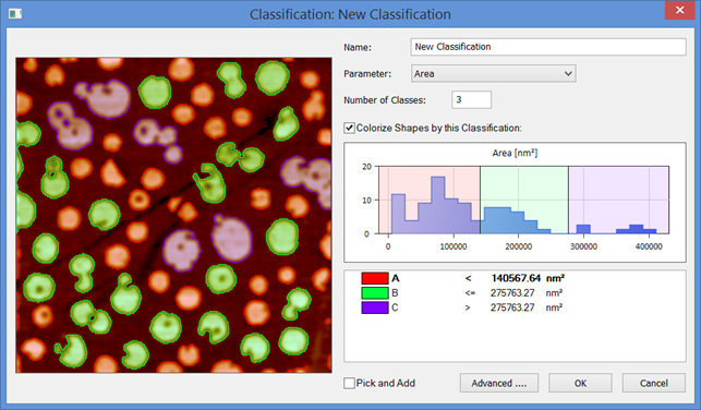 Classification Editor for classifying Particles and Pores